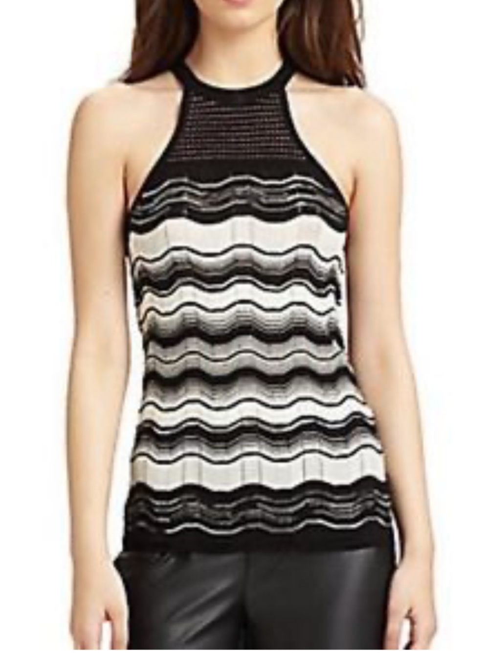 MISSIONI Halter Neck Top/Dress Black Cream Chevron Women's Size 4